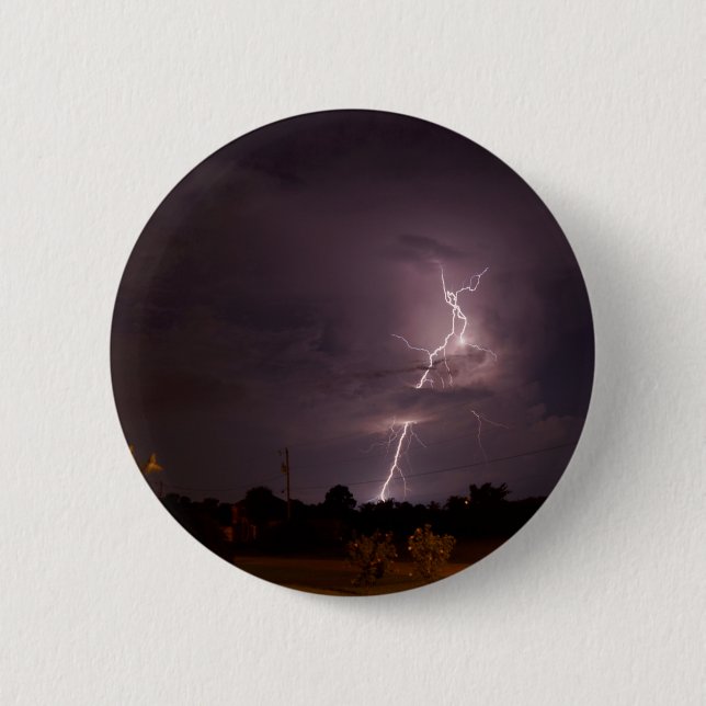 Night lightning Storm clouds Pinback Button (Front)