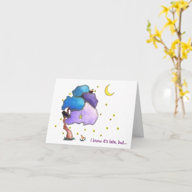 Night Lights, Belated Birthday Card (Yellow Flower)