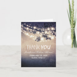 night lights blue rustic thank you cards