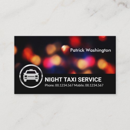 Night Lights City Traffic Bokeh Taxi Driver Business Card
