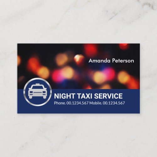 Night Lights City Traffic Bokeh Taxi Service Business Card