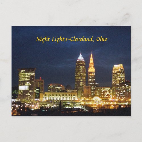Night Lights Cleveland Ohio Postcard