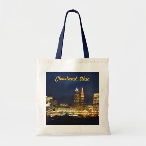 Night Lights Cleveland Ohio Tote Bag