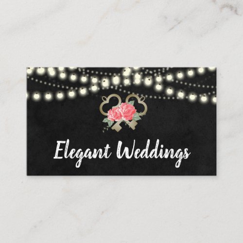 Night Lights Elegant Floral and Keys Business Card
