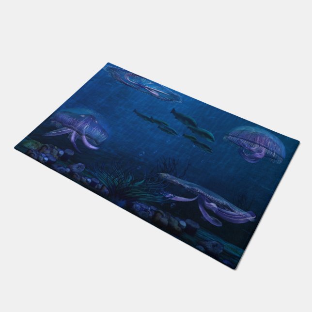 Night Lights Jellyfish Aquarium Doormat (Angled)