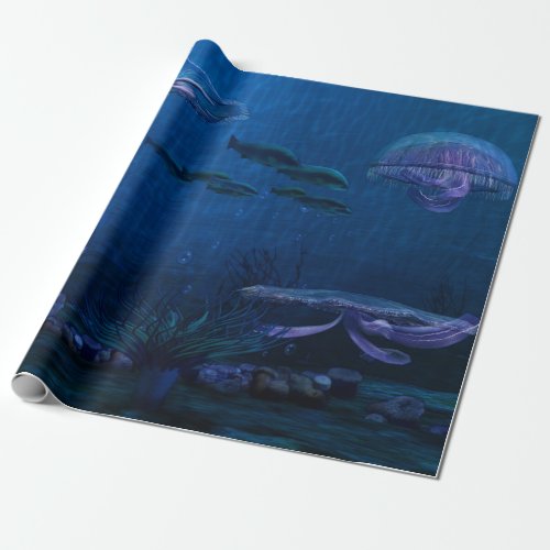 Night Lights Jellyfish Aquarium Wrapping Paper