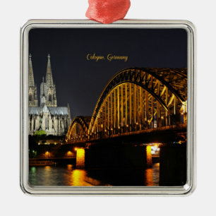 Night Lights of Cologne, Germany, Metal Ornament