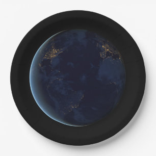 Night Lights on Planet Earth (Western Hemisphere) Paper Plates