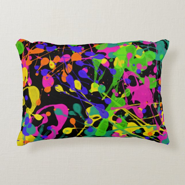 Night Lights Paint Splatter Accent Pillow (Front)