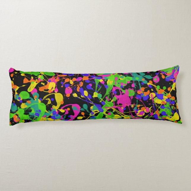 Night Lights Paint Splatter Body Pillow (Back)
