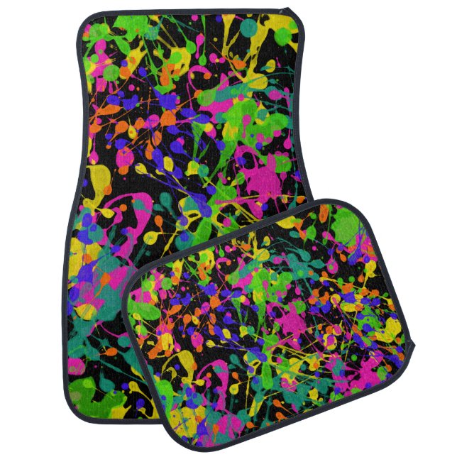 Night Lights Paint Splatter Car Floor Mat (Set)