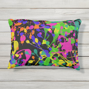 Night Lights Paint Splatter Outdoor Pillow