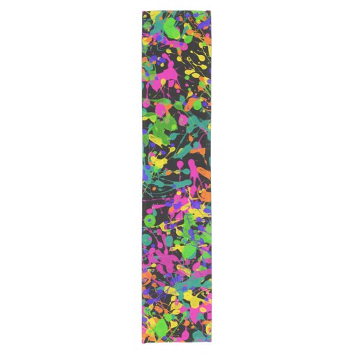 Night Lights Paint Splatter Short Table Runner | Zazzle