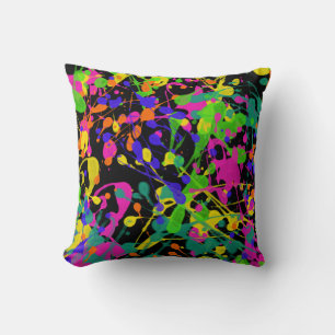 Night Lights Paint Splatter Throw Pillow