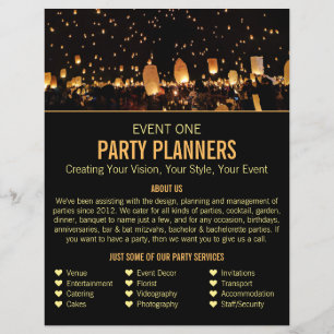 Night Lights, Party Event Planner Advertising Flyer