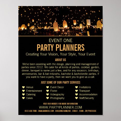 Night Lights Party Event Planner Advertising Poster