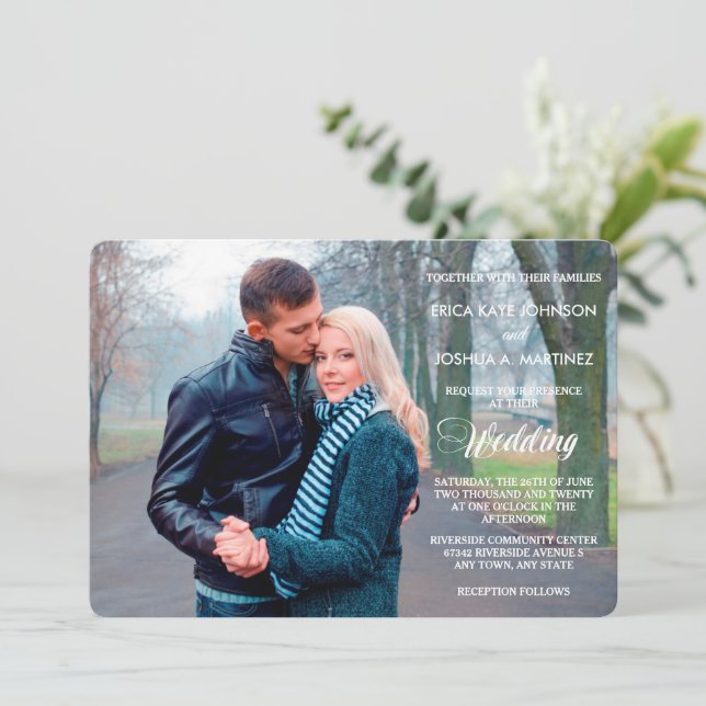 Night Lights Photo Template Wedding Invitation (Standing Front)