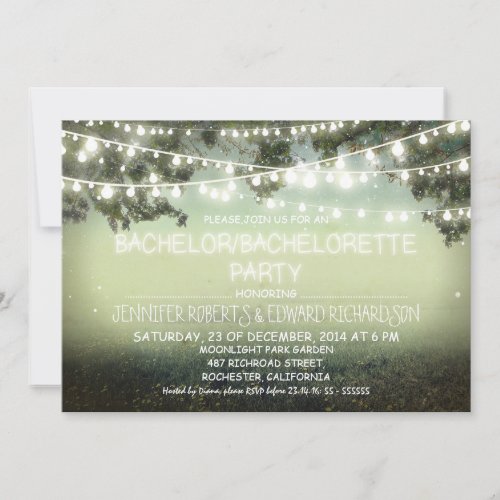 night lights rustic Bachelor/Bachelorette party Personalized Announcement