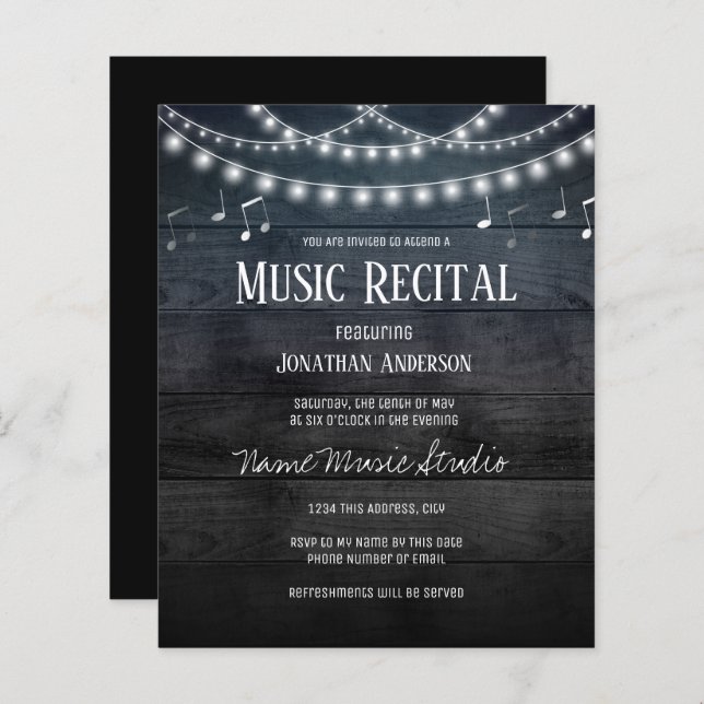 Night Lights Rustic Music Recital Budget (Front/Back)