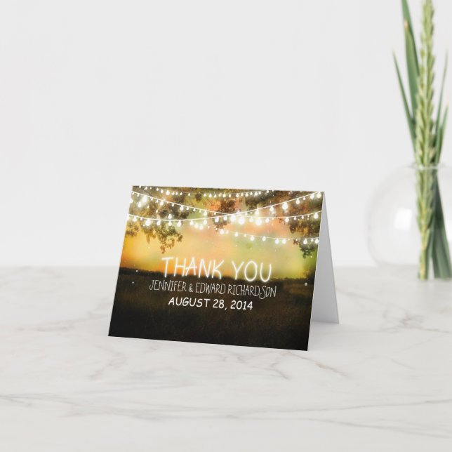 night lights rustic thank you cards (Front)