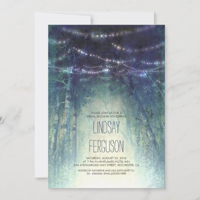Night Lights Rustic Woodland Bridal Shower Invitation (Front)