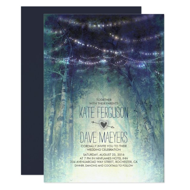 Night Lights Rustic Woodland Wedding Invitations