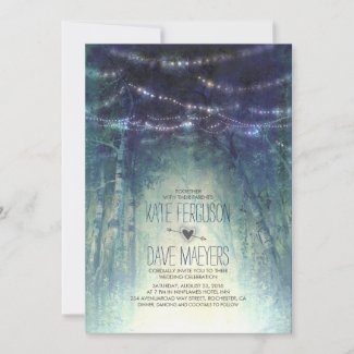 Night Lights Rustic Woodland Wedding Invitations