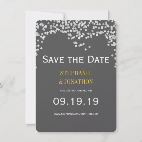 Night Lights Star Lights Yellow Gray Save the Date
