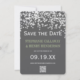 Night Lights Star Lights Yellow Gray Save the Date Invitation