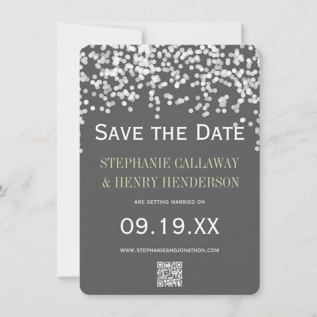 Night Lights Star Lights Yellow Gray Save the Date Invitation (Front)