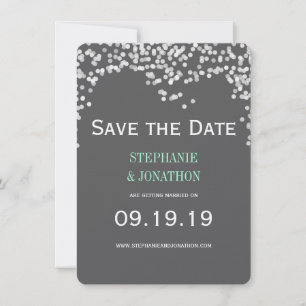 Night Lights Star Lights Yellow Gray Save the Date Invitation