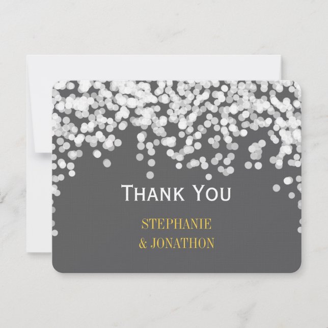Night Lights Star Lights Yellow Gray Thank You Card (Front)
