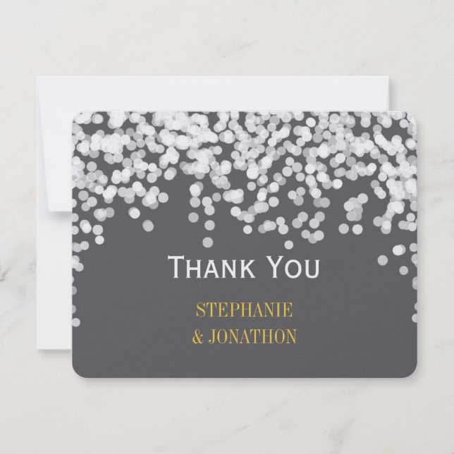 Night Lights Star Lights Yellow Gray Thank You Card (Front)