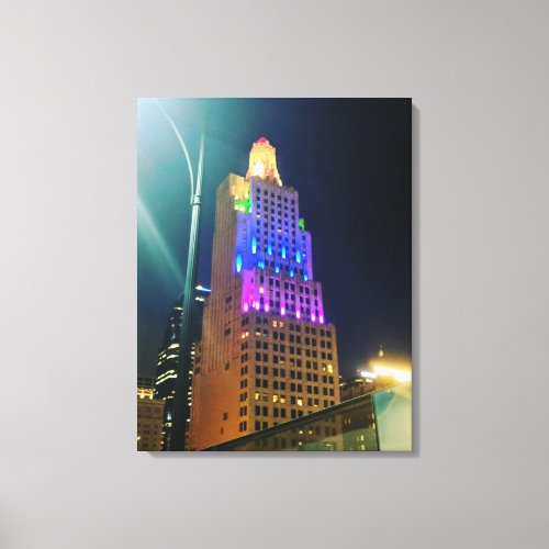 Night Lit Kansas City Power And Light Building Canvas Print