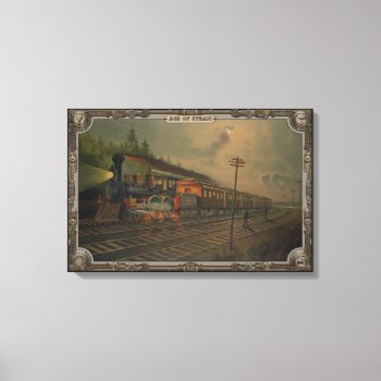 Night Locomotive. Age Of Steam #002. Canvas Print by VintageStyleStudio at Zazzle