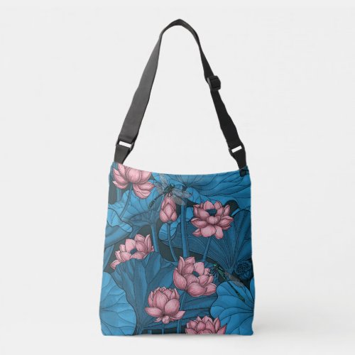 Night lotus garden crossbody bag