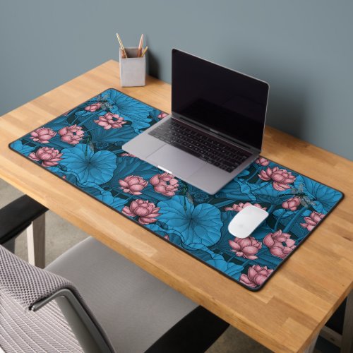 Night lotus garden desk mat