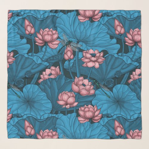 Night lotus garden scarf