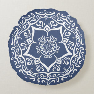 Night Mandala Round Pillow