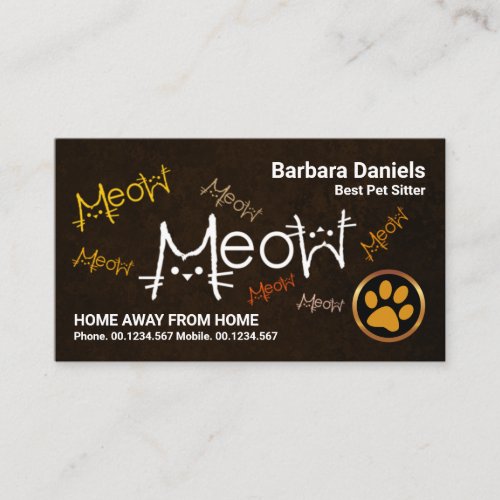 Night Meowing Tabby Cat Pet Sitting Service Business Card