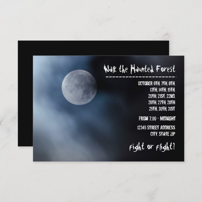 Night Moon - 3x5 Haunted Forest Invitation (Front/Back)