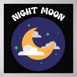 Night moon design foil prints