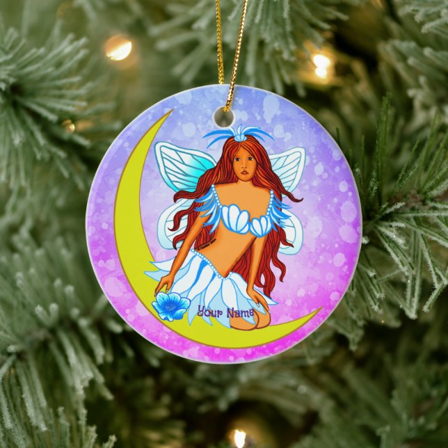 Night Moon Fairy Ceramic Ornament (Tree)