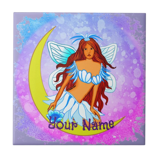 Night Moon Fairy Ceramic Tile (Front)