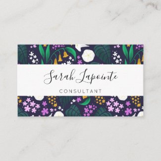 Night Moon Garden Floral Botanical Pattern