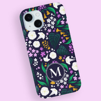 Night Moon Garden Floral Botanical Pattern
