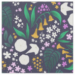 Night Moon Garden Floral Botanical Pattern Fabric