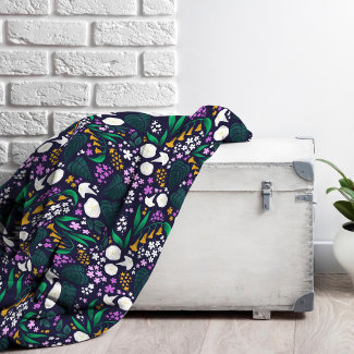 Night Moon Garden Floral Botanical Pattern