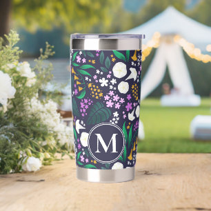 Night Moon Garden Floral Botanical Pattern Insulated Tumbler