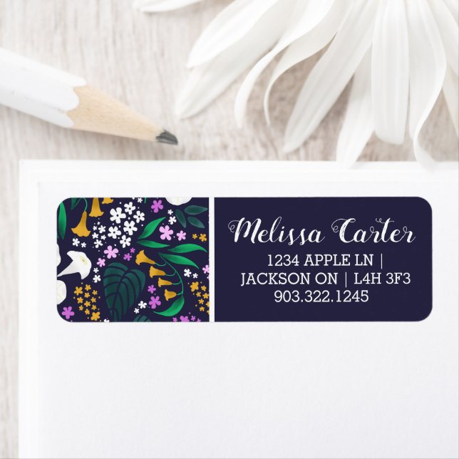 Night Moon Garden Floral Botanical Pattern Label (Insitu)